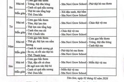 THỰC ĐƠN TUẦN 1, TUẦN 3 THÁNG 02/2026